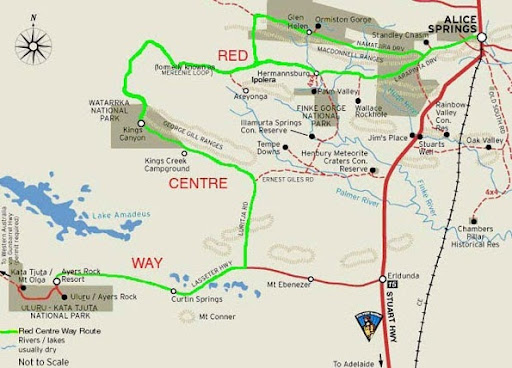 map of route for the red centre