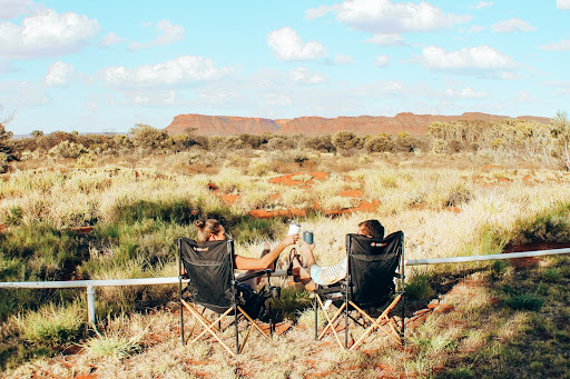 couple cheers in central australia