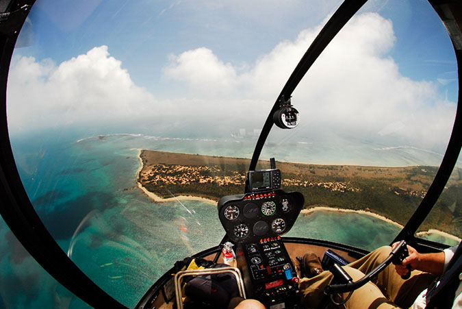 A bird-eye view of the beauty of Darwin city and harbour from helicopter
