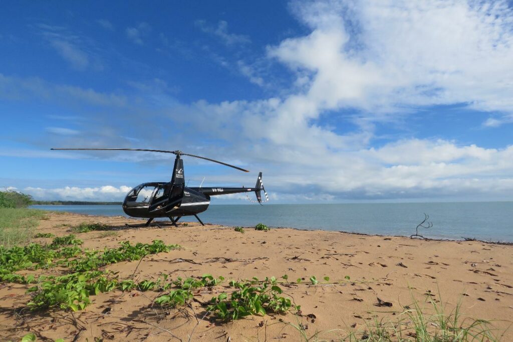 Helicopter landed Crab Claw Island