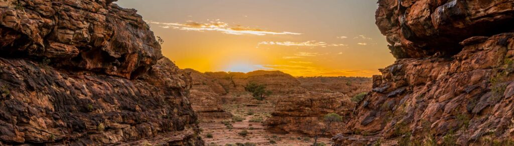 Watarrka Nation Park's Sunset view from the middle of two mountains