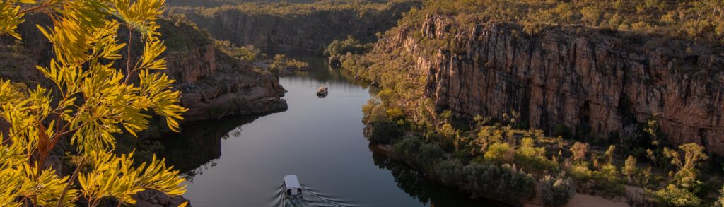A picture of a cruise crossing the Katherine River
