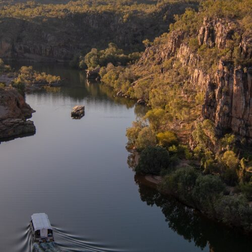 A picture of a cruise crossing the Katherine River