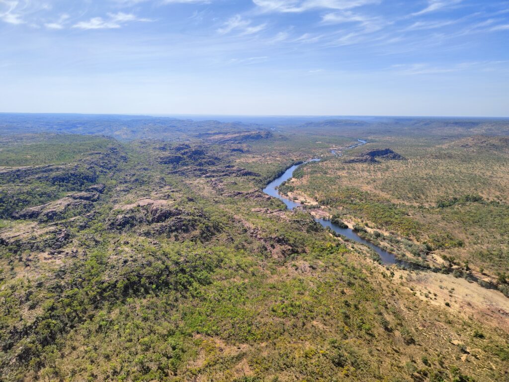 birds-eye view of Katherine gorge from a helicopter