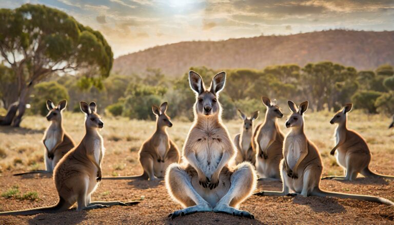 kangaroo meditation retreat with northern territory backdrop