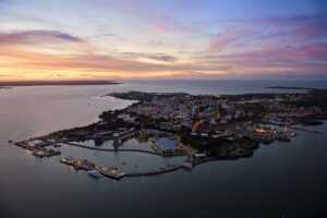 aerial view of darwin city at night