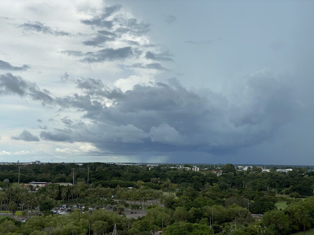 Darwin during the Wet Season with cloudy skies
