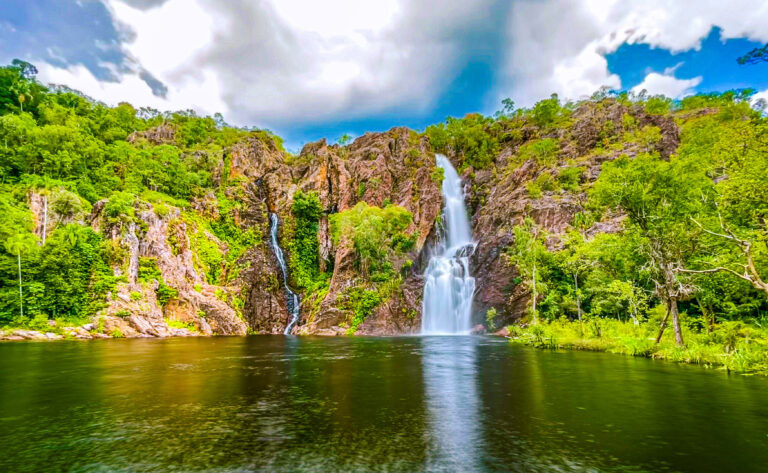 View of Wangi Falls in Litchfield National Park, one of the filming locations for the Netflix Series Territory