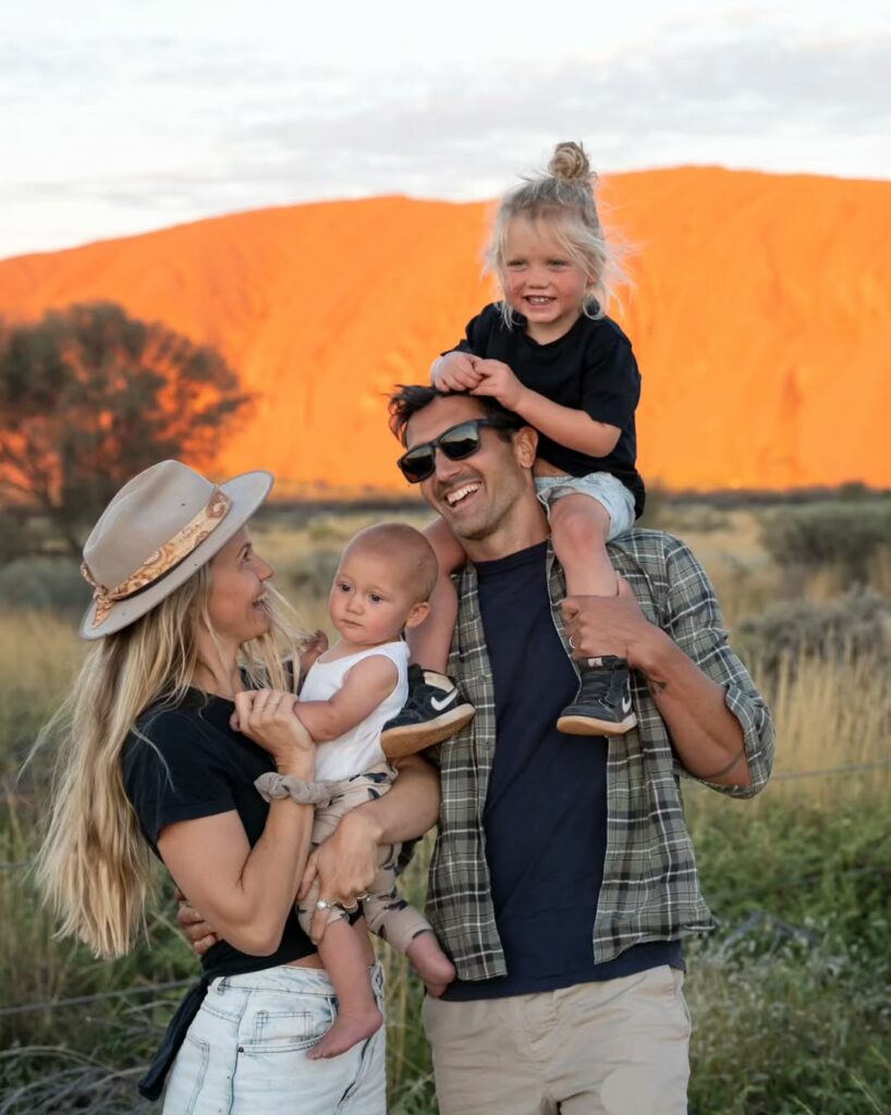 Family of four in the outback in Australia