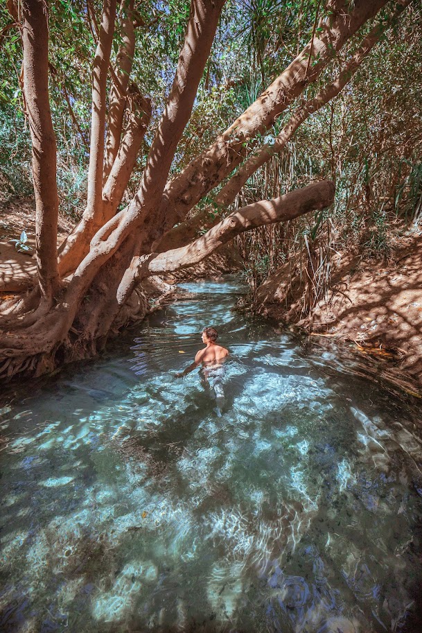 Take a refreshing dip in Katherine Hot Springs.These natural thermal springs are situated on the banks of the Katherine River, within the Katherine township, and comprise of a series of clear pools framed by native vegetation.Once, the main pool was simply an indentation at the edge of the Katherine River, but now the area is a place to relax, enjoy swimming in the pools, the picnic grounds and scenic walking tracks.