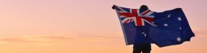 Man holding Australian Flag