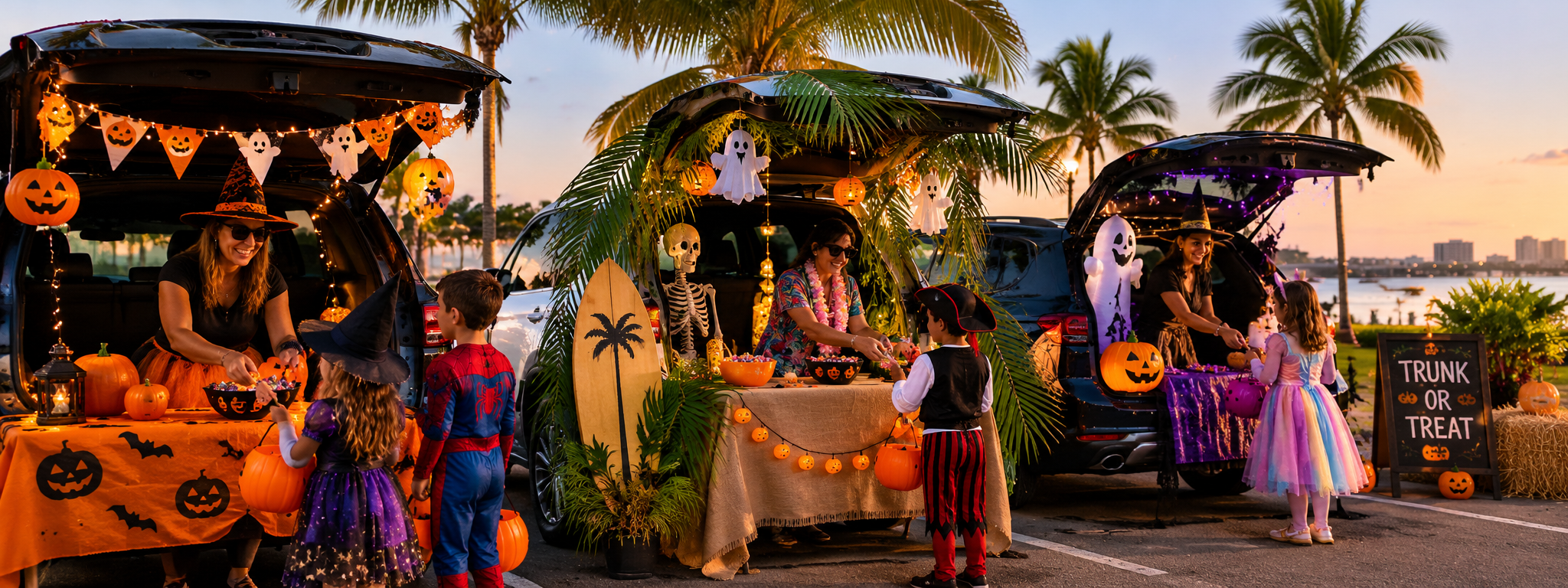 Tropical Trunk or Treat at Sunset