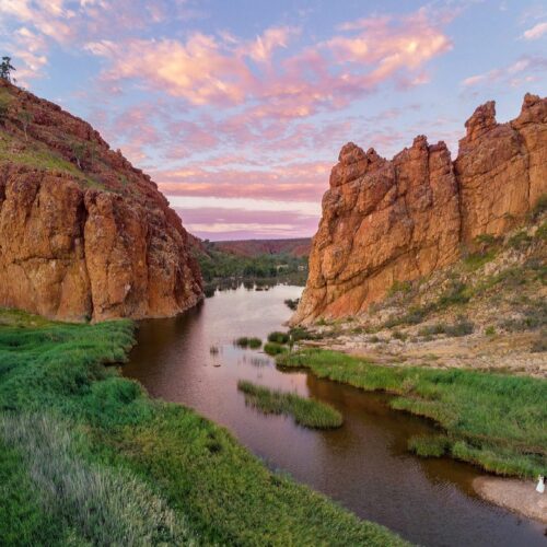 @_markfitz glen helen gorge northern territory river between rock escarpments